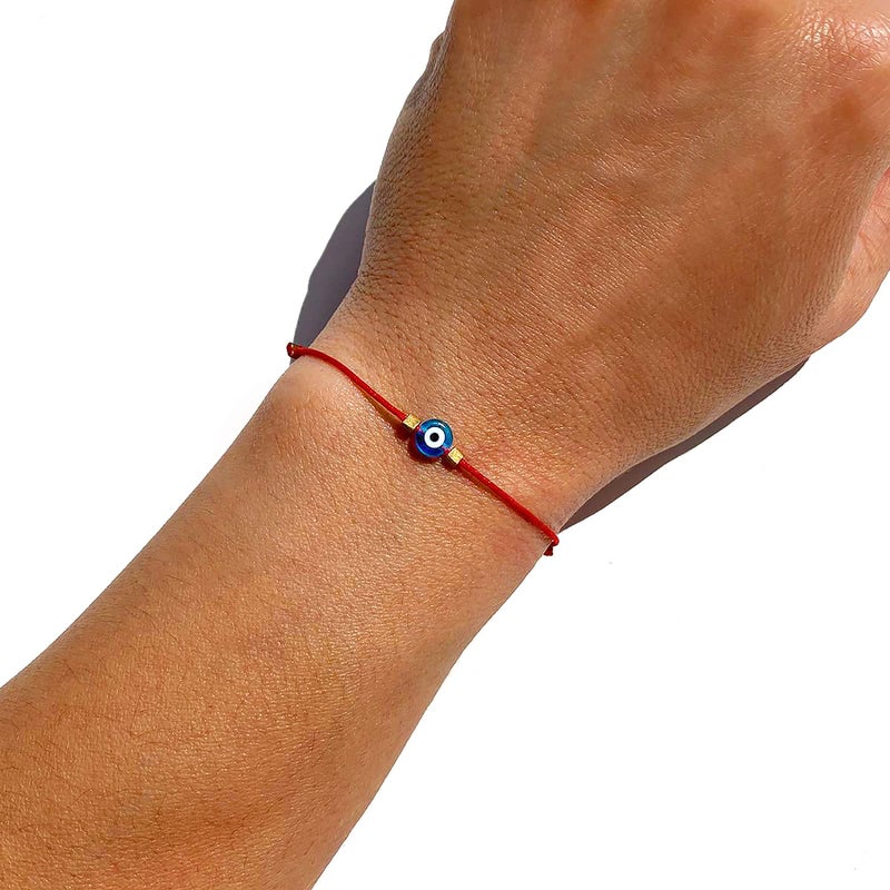 NAZ COLLECTION Evil Eye Bracelet Red String Kabbalah Protection Handmade Adjustable Bracelet For Women Men, ADULT Bracelets (Light Blue) - Image 5